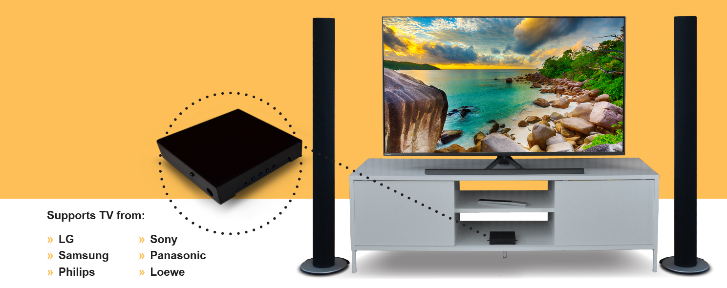 Neo TV conecta tus altavoces B&amp;O a un televisor que no sea B&amp;O. Utilízalo con el mando a distancia de B&amp;O.