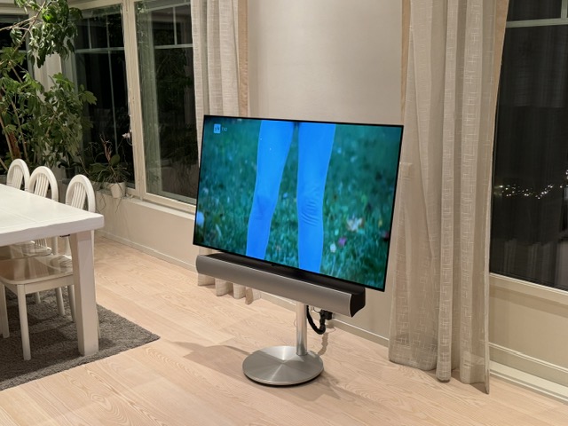 LG 65" on a Beovision 7-32 feet with Beolab 7 beautifully attached in Finland - controlled with a Neo 7