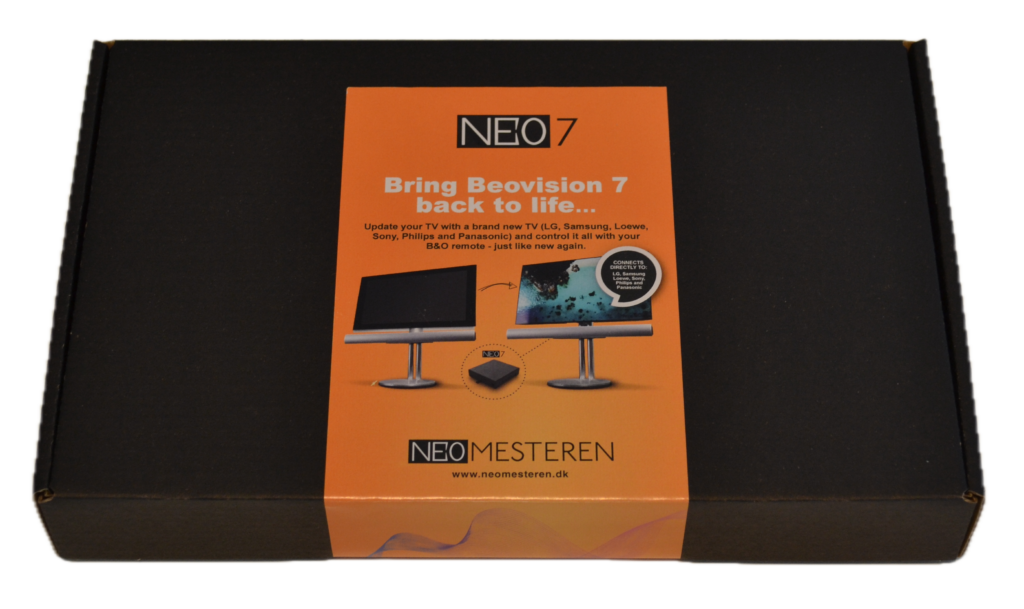 Neo 7 Adapter i emballagen - klar til at opdatere et Beovision 7 TV fra B&O
