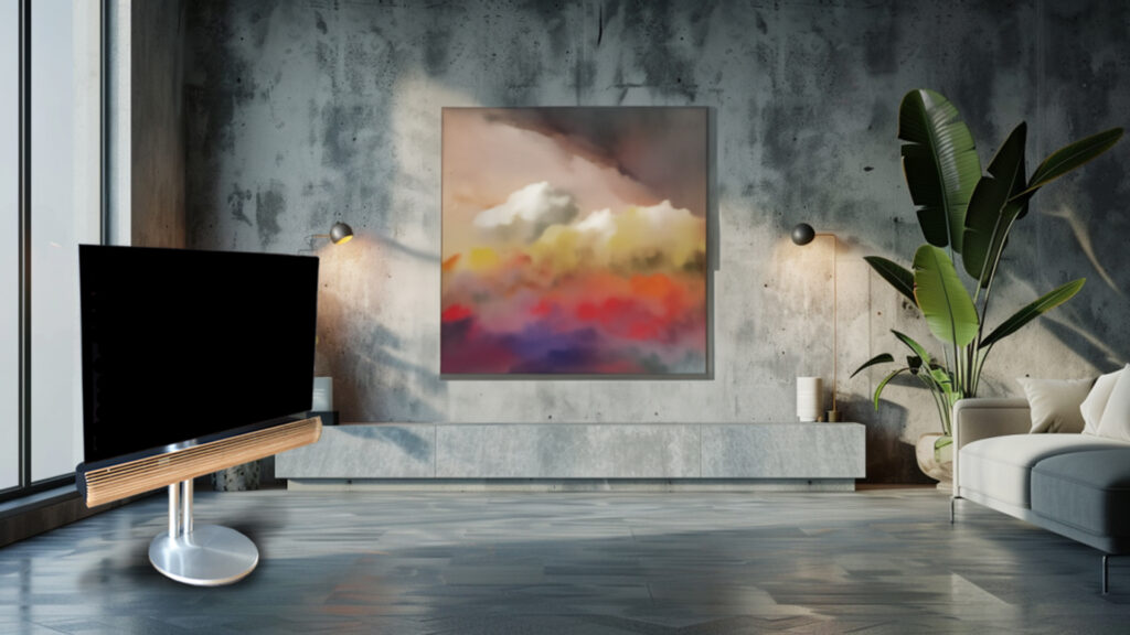 Neo 7 Gibt einen neuen Fernseher auf den Ständer – schöne Holzlamellen auf Beolab 7